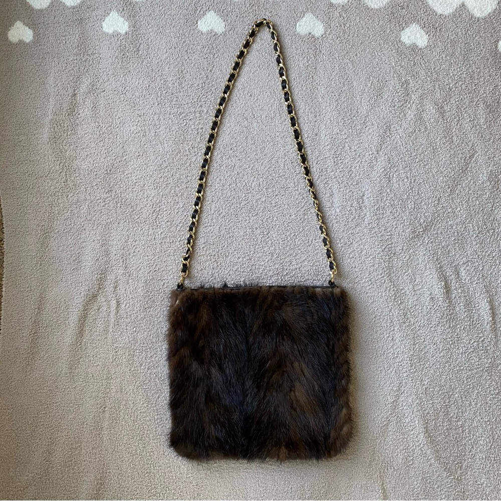 Women’s Paola Masi genuine leather Made in Italy Fur Square Bag Purse